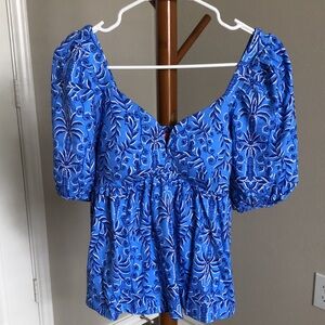 NWT Lilly Pulitzer Floriana Knit Top XS Abaco Blue  Have it Both Rays